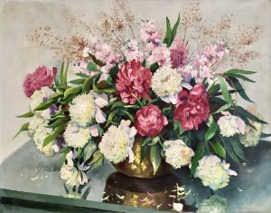 Bouquet de pivoines : huile sur toile, 75X105 cm (Collection privée)